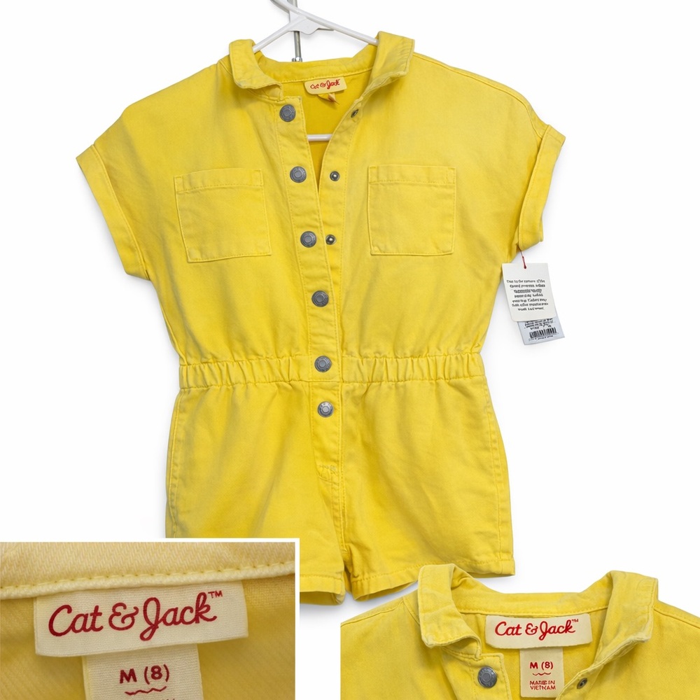 Cat & Jack Yellow Kids jean romper